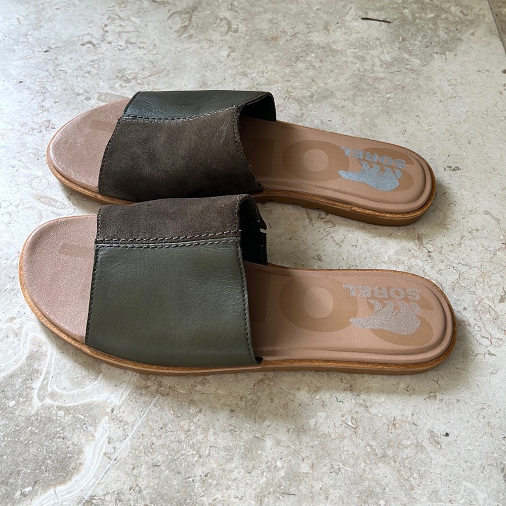 Sorel 8.5 Ella II Block Slide Sandal army green